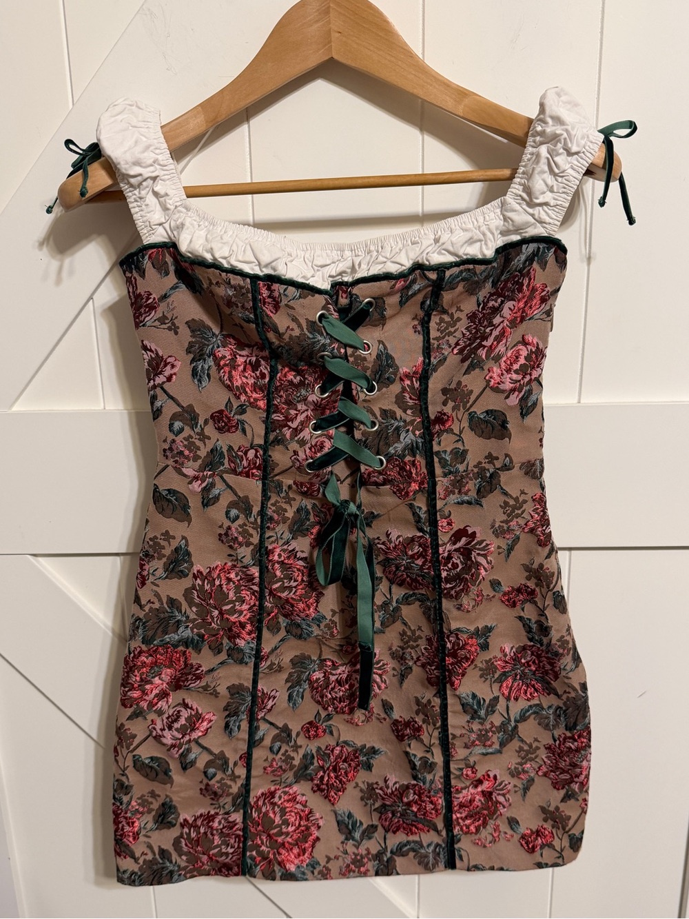 Majorelle Small Floral Corset Mini Dress Velvet Lace Up Cottagecore REVOLVE